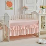 Lace Ruffle Crib Bedding Set 3 Pieces Baby Boho Lace Quilted Comforter with Fitted Sheet and Bed Skirt - Cute Ruffled Shabby Chic Baby Bedding Soft Blanket Design Cream White Beige