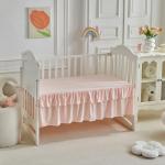 Lace Ruffle Crib Bedding Set 3 Pieces Baby Boho Lace Quilted Comforter with Fitted Sheet and Bed Skirt - Cute Ruffled Shabby Chic Baby Bedding Soft Blanket Design Cream White Beige