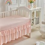 Lace Ruffle Crib Bedding Set 3 Pieces Baby Boho Lace Quilted Comforter with Fitted Sheet and Bed Skirt - Cute Ruffled Shabby Chic Baby Bedding Soft Blanket Design Cream White Beige