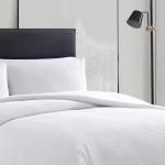 Vera Wang - King Duvet Cover Set, Soft Cotton Bedding with Matching Pillowcases, Button Closure & Inner Corner Ties, 3 Piece Bed Set (Waffle Pique White)