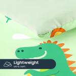 Wake In Cloud - Dinosaur Toddler Bedding Set for Boys, Cute Dino Driving Cars, 4 Pieces Soft Crib Bed Set Including Comforter, Sheets and Pillowcase, Light Green