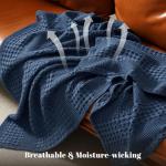PHF 100% Cotton Waffle Weave Throw Blanket, Soft Lightweight Breathable Cozy Throws for Couch Bed Sofa, Luxury Aesthetic Woven Blanket for Home Decor & Office, 50"x60", Bright Navy