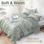 Comfort Spaces Luxe Queen Comforter Set Velvet Comforters for Queen Size Bed, Microfiber Reverse, Juliette, All Season Velvet Bedding Queen Size, Fluffy Bed Set, Sham, Full/Queen, Sage Green 3 Piece