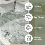 Comfort Spaces Luxe Queen Comforter Set Velvet Comforters for Queen Size Bed, Microfiber Reverse, Juliette, All Season Velvet Bedding Queen Size, Fluffy Bed Set, Sham, Full/Queen, Sage Green 3 Piece