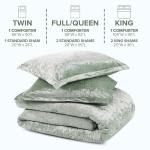 Comfort Spaces Luxe Queen Comforter Set Velvet Comforters for Queen Size Bed, Microfiber Reverse, Juliette, All Season Velvet Bedding Queen Size, Fluffy Bed Set, Sham, Full/Queen, Sage Green 3 Piece
