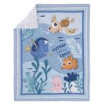 Disney Finding Nemo Cutest Little Catch Light Blue, Orange, and Navy 3 Piece Nursery Mini Crib Bedding Set - Comforter, and Two Fitted Mini Crib Sheets