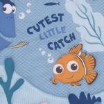 Disney Finding Nemo Cutest Little Catch Light Blue, Orange, and Navy 3 Piece Nursery Mini Crib Bedding Set - Comforter, and Two Fitted Mini Crib Sheets