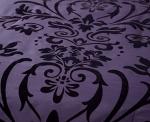 Chezmoi Collection Nobility 7-Piece Faux Silk Comforter Set King - Luxury Violet Black Flocked Velvet Floral All Season Bedding Comforter Set