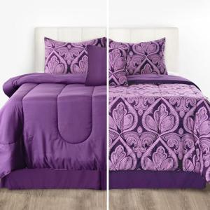 LUX Décor 5-Piece Queen Comforter Set, Paisley Purple