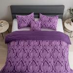 LUX Décor 5-Piece Queen Comforter Set, Paisley Purple