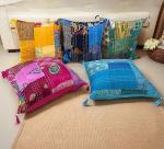 Boho Silk Patchwork Pillow Covers Set of 5