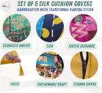 Boho Silk Patchwork Pillow Covers Set of 5