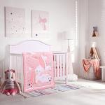 UOMNY 3-Piece Pink Crib Bedding Set for Girls