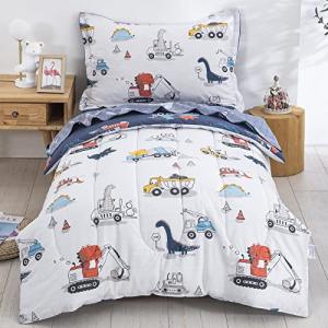 Dinosaur Cars Toddler Bedding Set - 4 Pieces