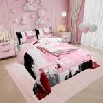 Modern Abstract Toddler Bedding Set in Pink Red Black
