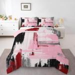 Modern Abstract Toddler Bedding Set in Pink Red Black