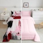 Modern Abstract Toddler Bedding Set in Pink Red Black