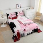 Modern Abstract Toddler Bedding Set in Pink Red Black