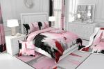 Modern Abstract Toddler Bedding Set in Pink Red Black