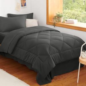 CozyLux Twin XL 5-Piece Comforter Set - Dark Grey