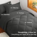CozyLux Twin XL 5-Piece Comforter Set - Dark Grey