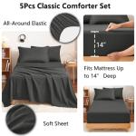 CozyLux Twin XL 5-Piece Comforter Set - Dark Grey