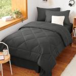 CozyLux Twin XL 5-Piece Comforter Set - Dark Grey
