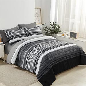 KAKIJUMN Queen 7-Piece Striped Bedding Set