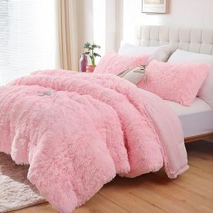 Smoofy Pink Fluffy Queen Comforter Set