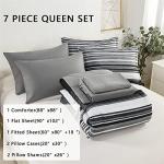 KAKIJUMN Queen 7-Piece Striped Bedding Set