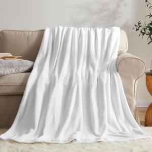 Super Soft White Fleece Bed Blanket Throw