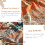 Boho Cotton Throw Blanket with Tassels and Floral Print