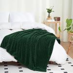 Green Plush Throw Blanket with 3D Jacquard Design