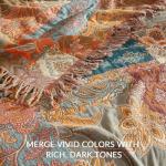 Boho Cotton Throw Blanket with Tassels and Floral Print