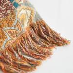 Boho Cotton Throw Blanket with Tassels and Floral Print
