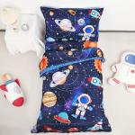 Blue Space Toddler Bedding Set for Boys, 4 Pieces