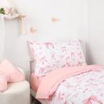 Pink Rose Toddler Bedding Set with Bow Print