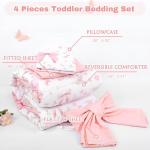 Pink Rose Toddler Bedding Set with Bow Print