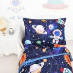 Blue Space Toddler Bedding Set for Boys, 4 Pieces