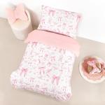 Pink Rose Toddler Bedding Set with Bow Print
