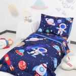 Blue Space Toddler Bedding Set for Boys, 4 Pieces