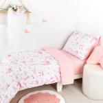 Pink Rose Toddler Bedding Set with Bow Print