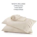 Bedsure Queen Bamboo Cooling Sheet Set, Light Beige