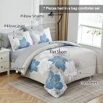 Blue Floral Queen Comforter Set - 7 Pieces