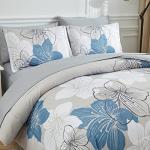 Blue Floral Queen Comforter Set - 7 Pieces