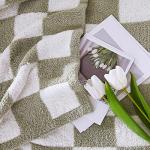 Sage Green Checkered Cozy Throw Blanket