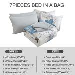 Blue Floral Queen Comforter Set - 7 Pieces