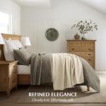 Cozy Beige Chenille Knit Throw Blanket