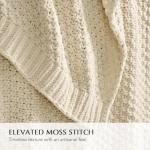 Cozy Beige Chenille Knit Throw Blanket