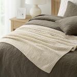 Cozy Beige Chenille Knit Throw Blanket